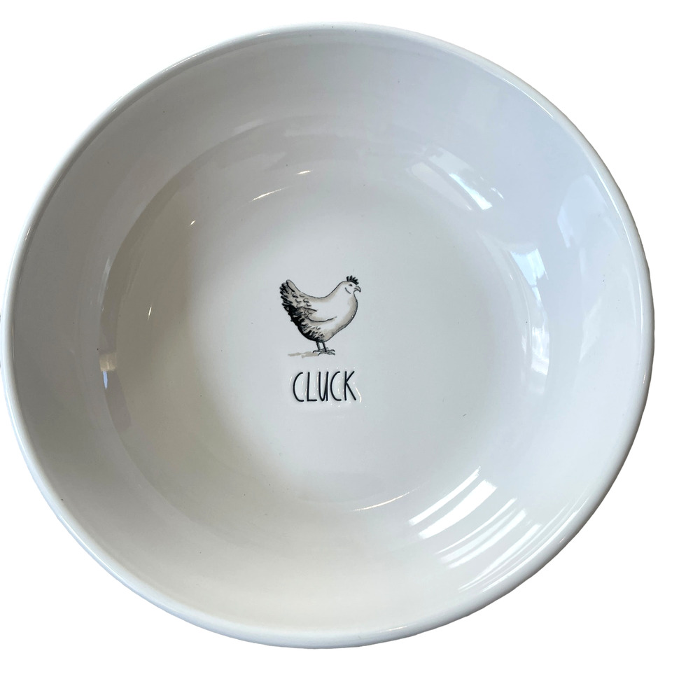 Rae Dunn Country Farm HEN CLUCK 8in Ceramic Pasta Bowl New
